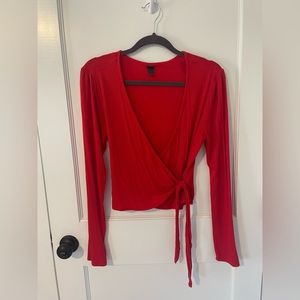 Red long sleeve wrap top